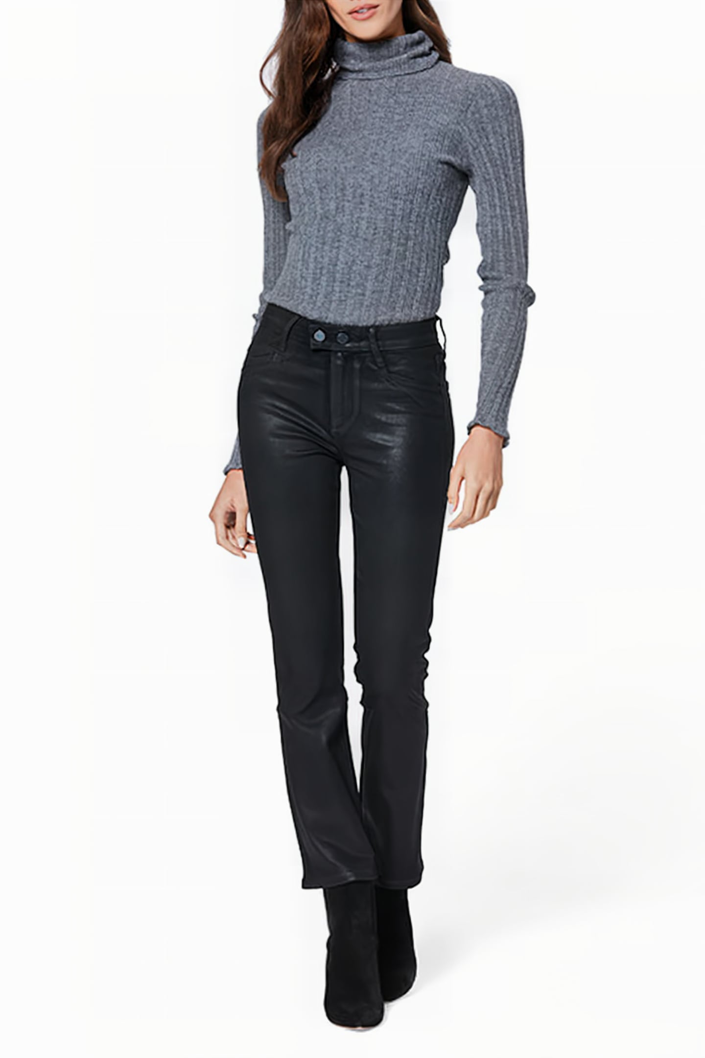 CLAUDINE DOUBLE BTN JOXXI PKT BLACK FOG LUXE COATING 2