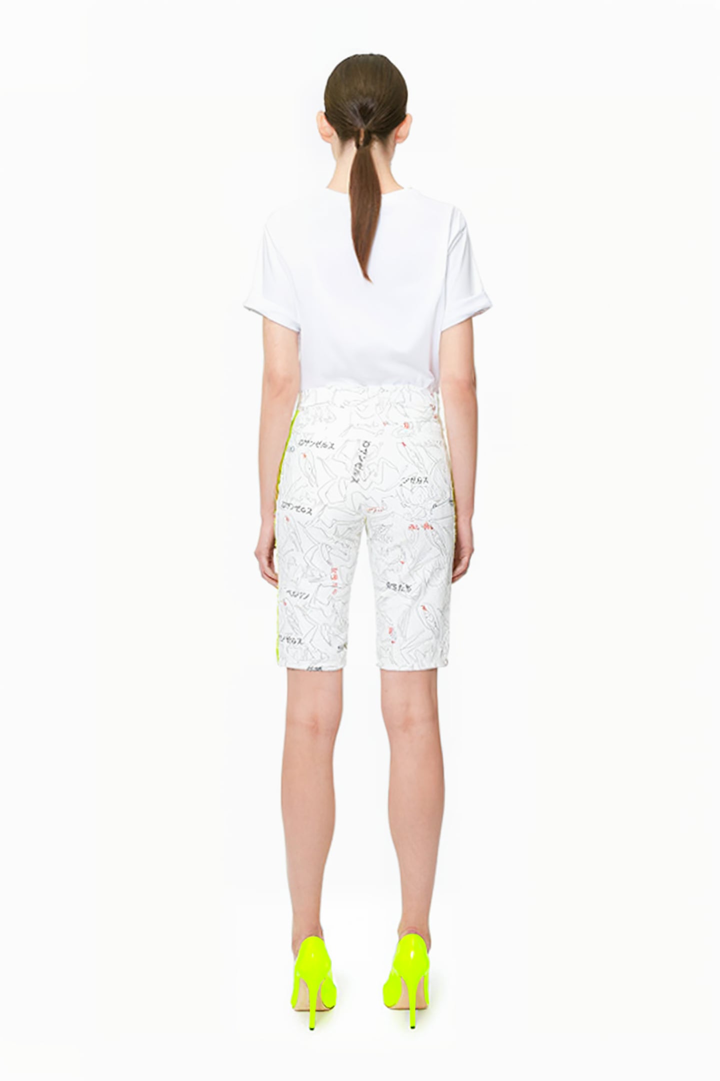 WOMEN'S PRINTED DENIM SHORTS LADIES WITH FONT PRINT. 2