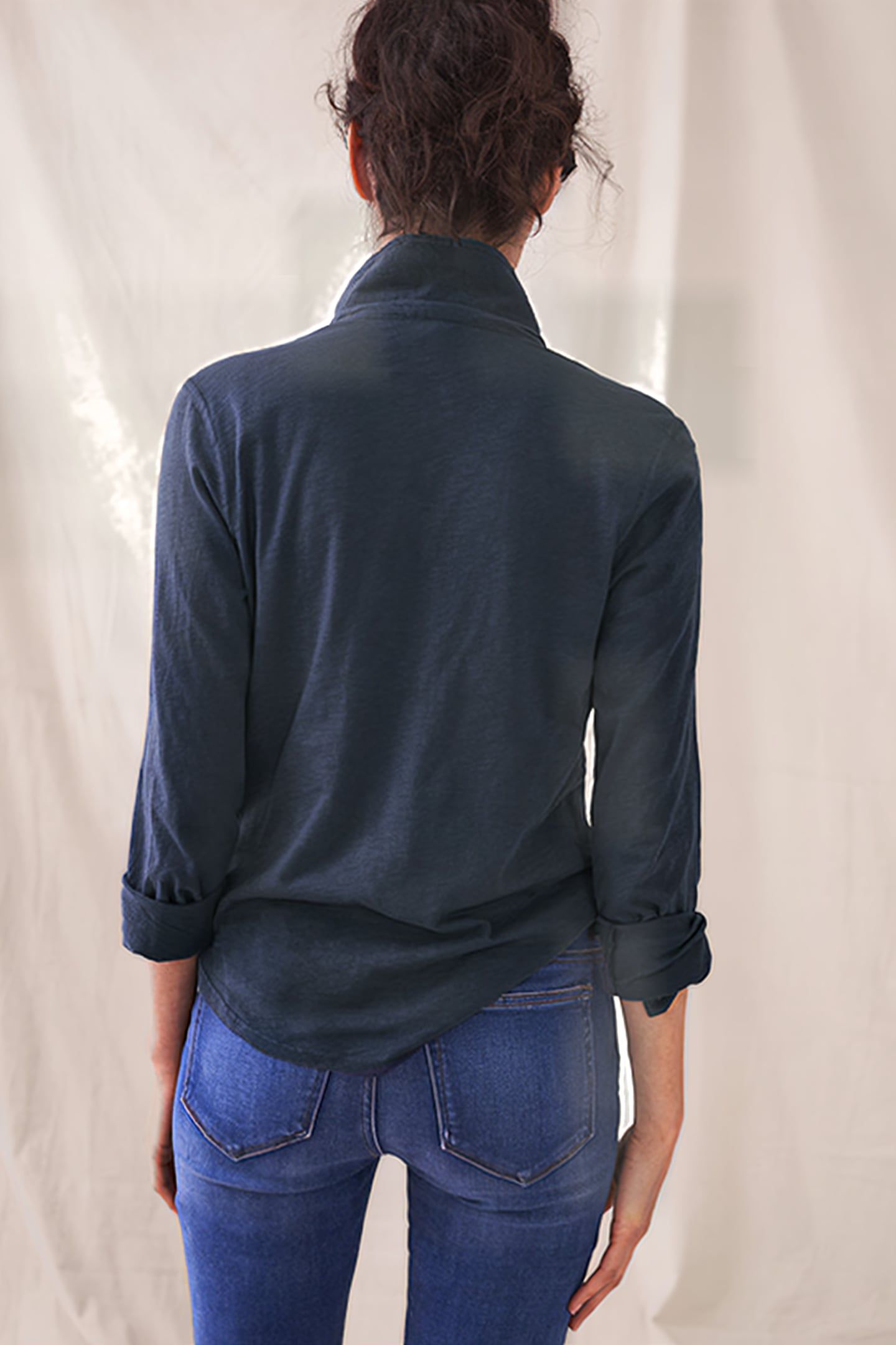 ANNIE PRINTED JERSEY SHIRT FRENCH NAVY 3
