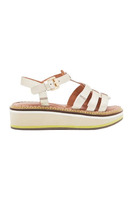 FISHERMAN LEATHER FLATFORM GOLD TONE METALLIC 1