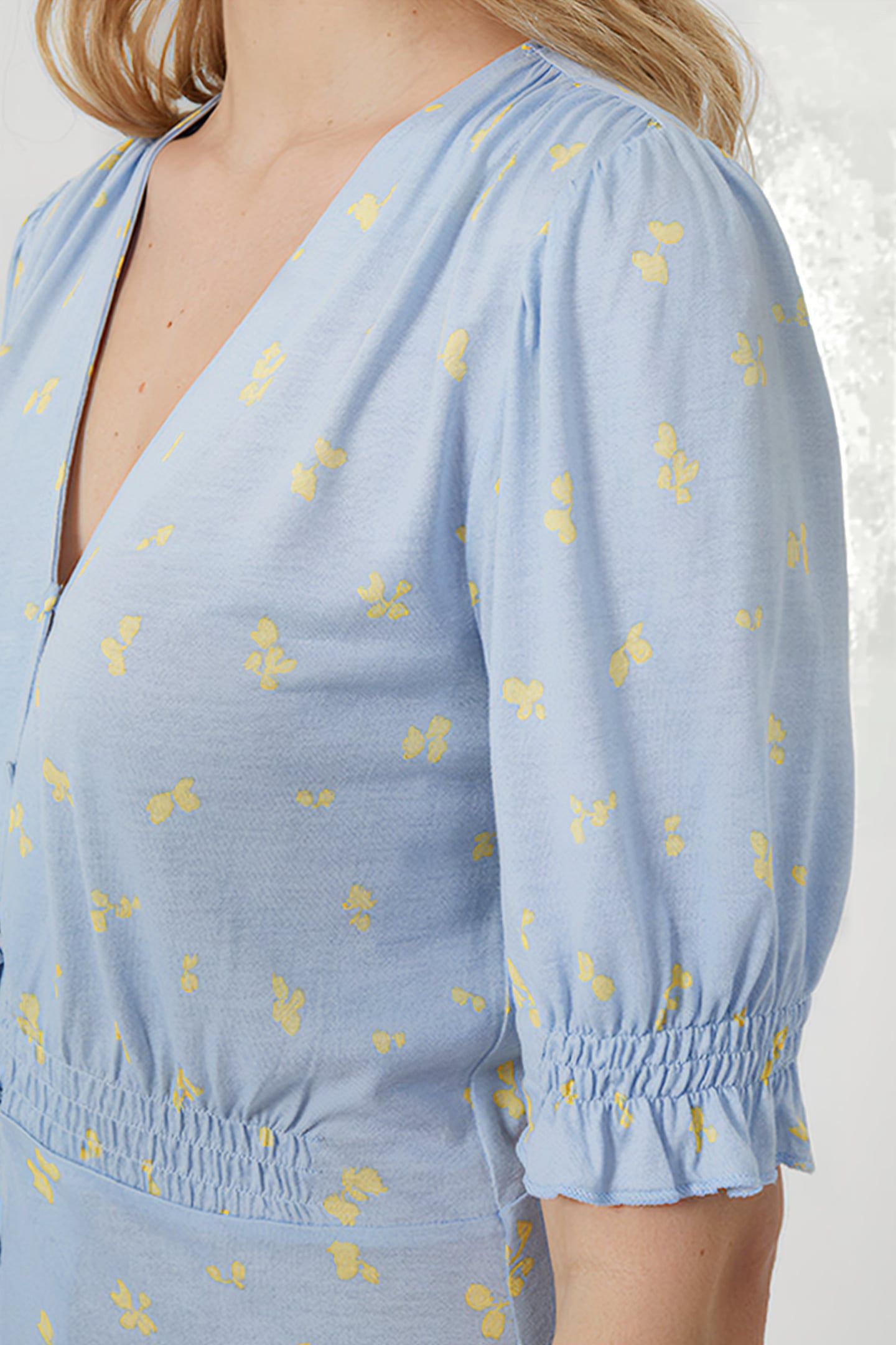 SARA-BONITA ECO V NK SS DRESS CLOUD BL/BUTTER YELL 4