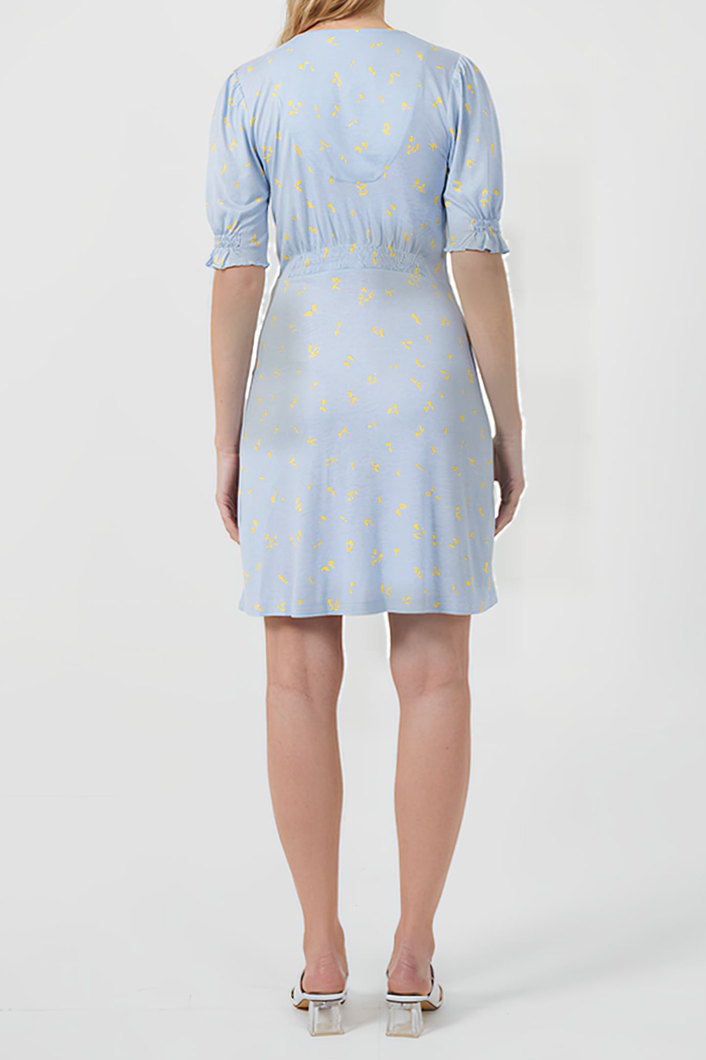 SARA-BONITA ECO V NK SS DRESS CLOUD BL/BUTTER YELL 2