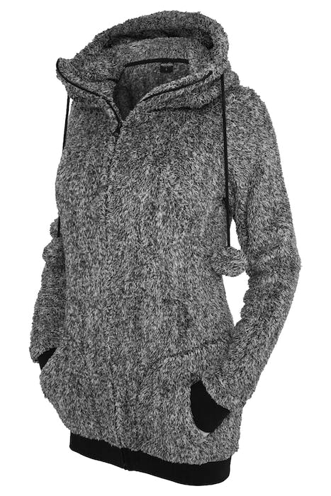 LADIES MELANGE TEDDY ZIP HOODY BLK/WHT 6