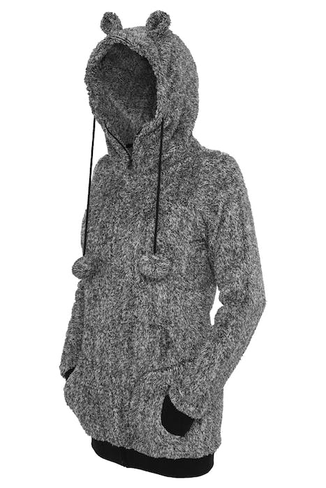 LADIES MELANGE TEDDY ZIP HOODY BLK/WHT 7