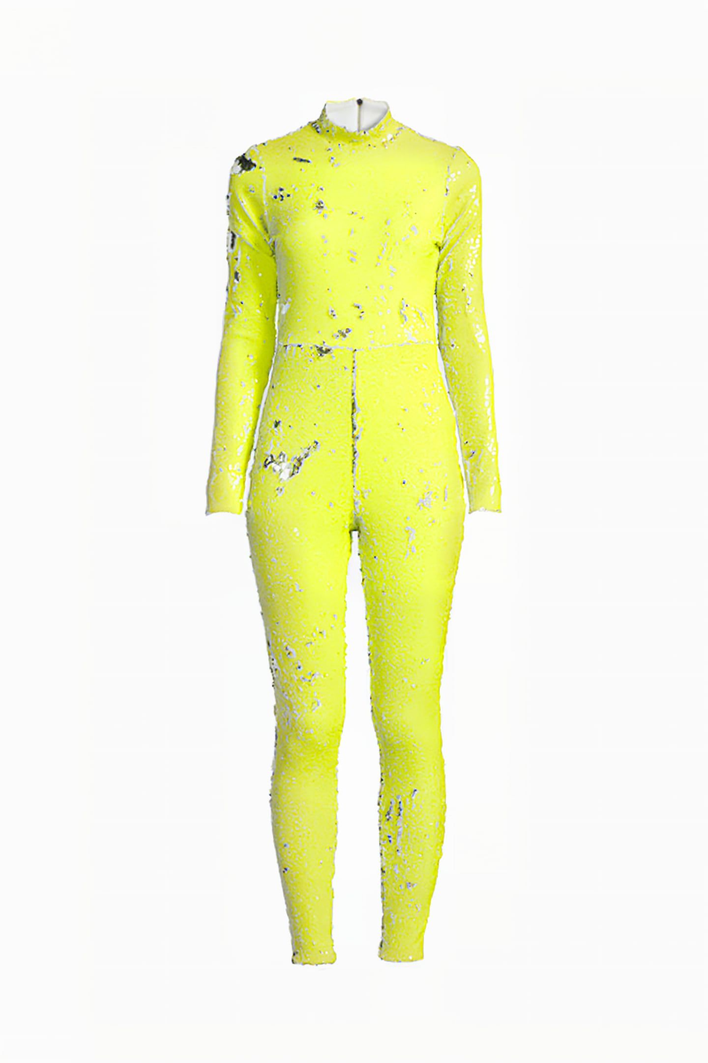 WOMEN'S SEQUIN BODYCON OVERALL NEON YELLOW 6