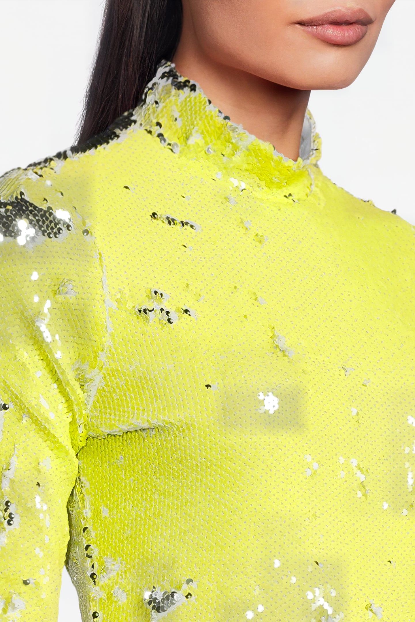 WOMEN'S SEQUIN BODYCON OVERALL NEON YELLOW 4