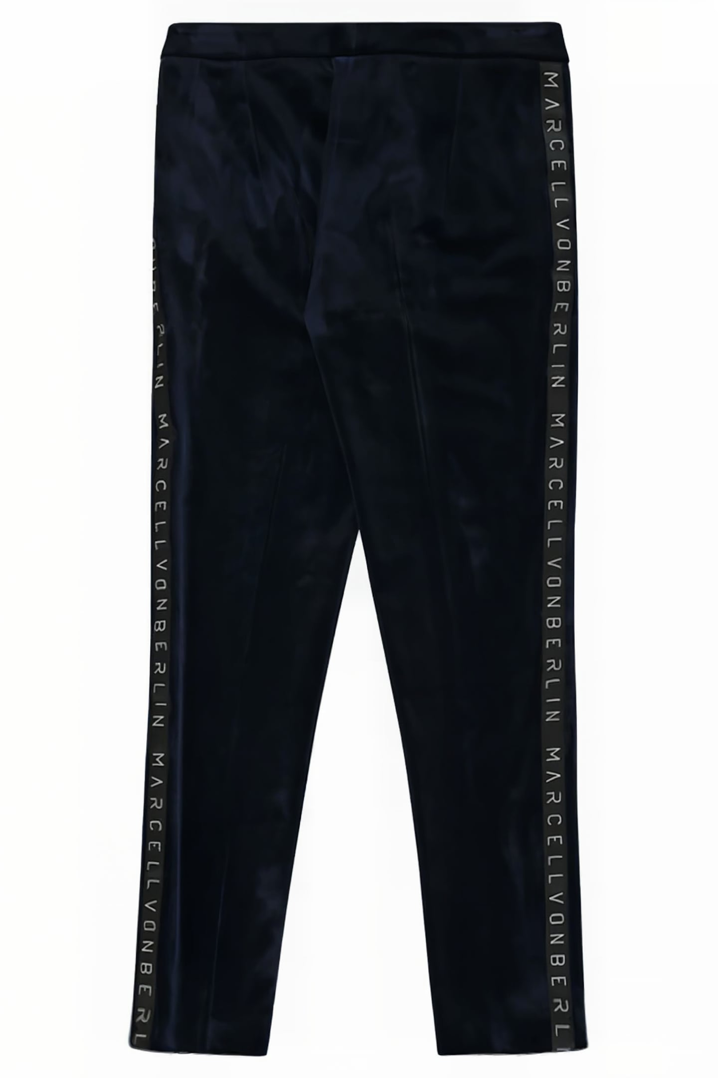 WOMEN'S LOGO VELVET JERSEY SKINNY PANTS NAVY 2