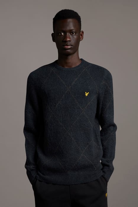 BRUSHED ARGYLE JUMPER DARK NAVY 1