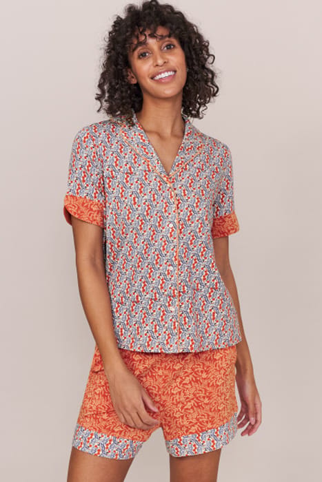 ROSEHIP JERSEY PJ SHIRT ORANGE PRINT 2