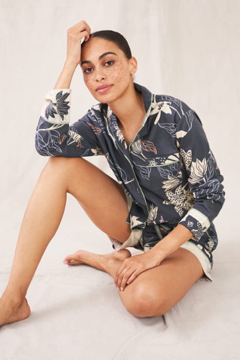 NINA WOVEN PJ SHIRT BLK MLT 4