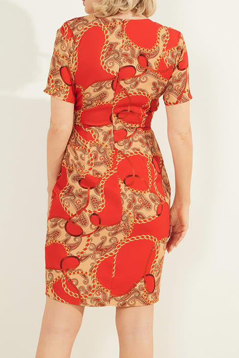 MARCIANO BY GUESS PAISLEY CHAIN DRESS PAISLEY CHAIN RED 2