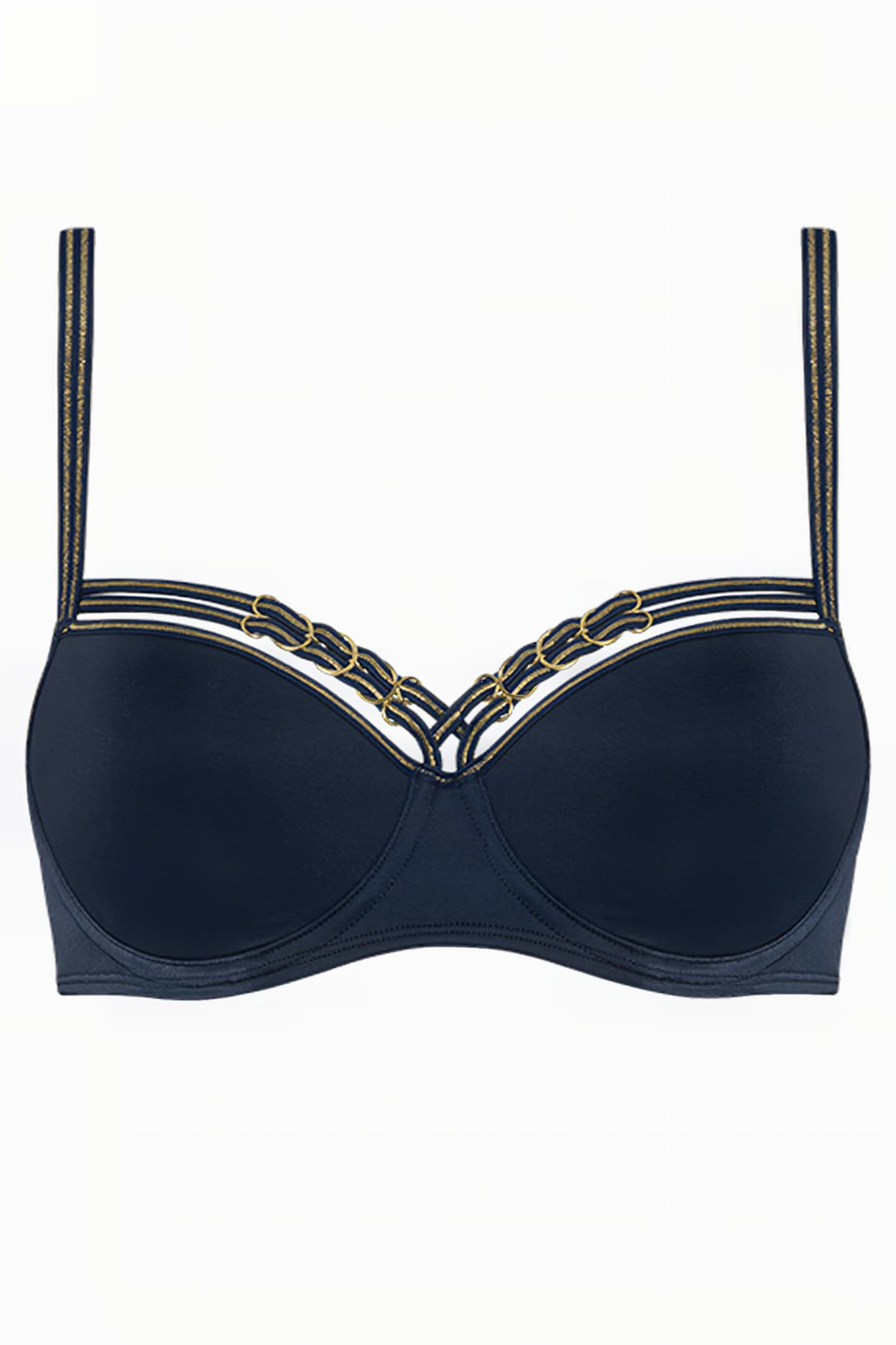 MANJIRA DARK BLUE AND GOLD PLUNGE BALCONY BRA 3