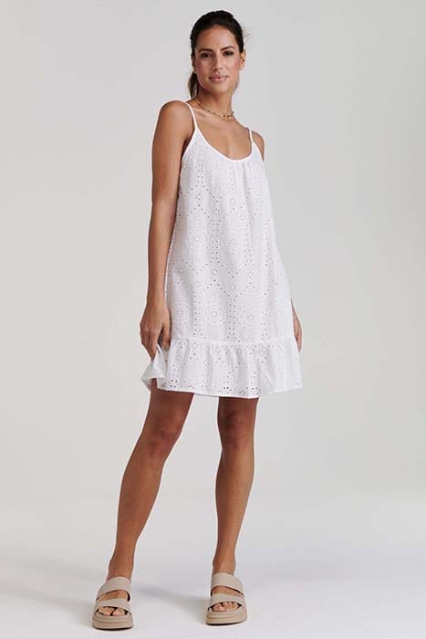 LADIES IBIZA DRESS BRODERIE ANGLAISE BRIGHT WHITE 3