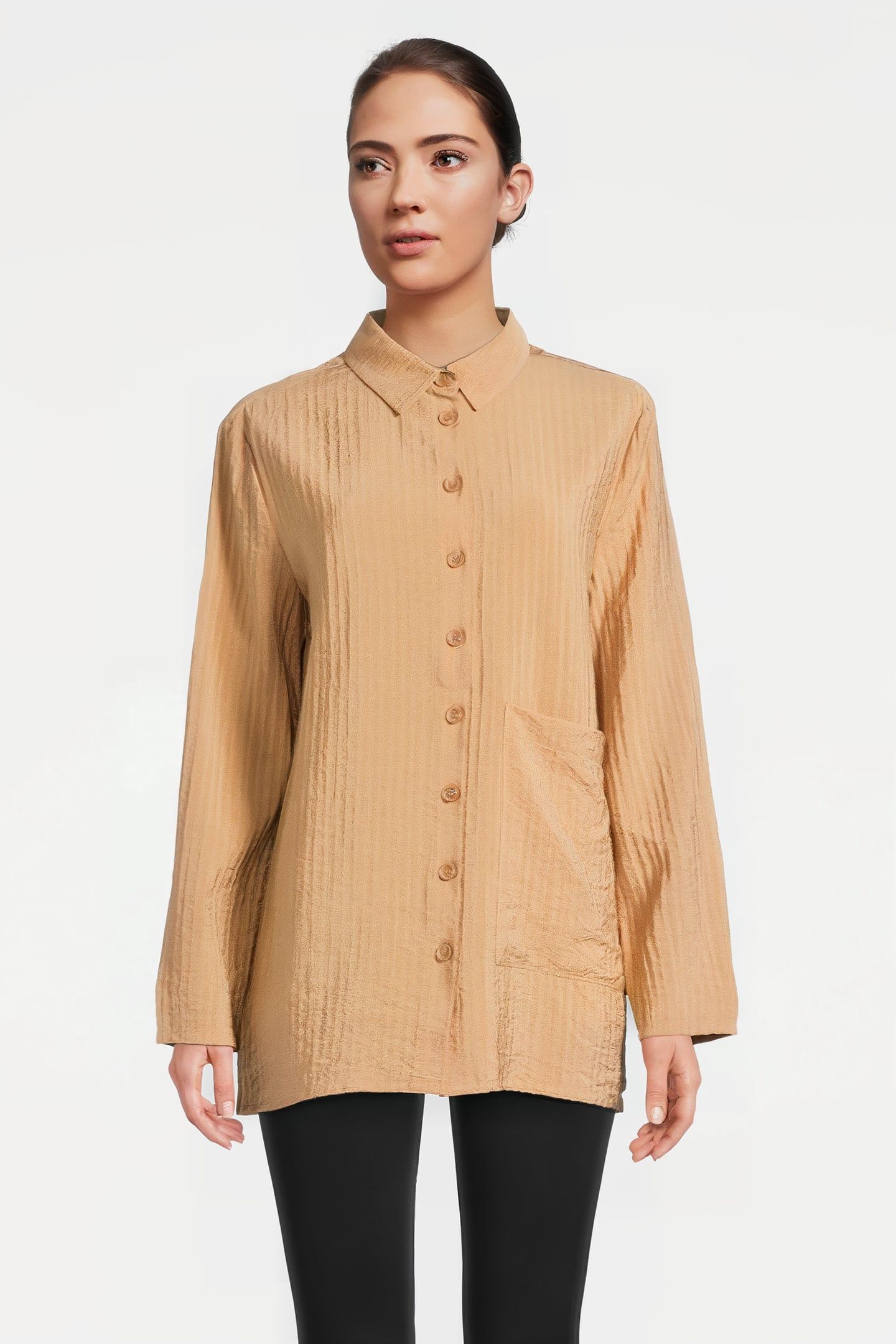 NORELL STRUCTURED SHIRT L/S FADED SAND 1