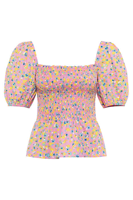 STACIE DAISY SMOCKED TOP MOONLITE MAUVE MULTI 5