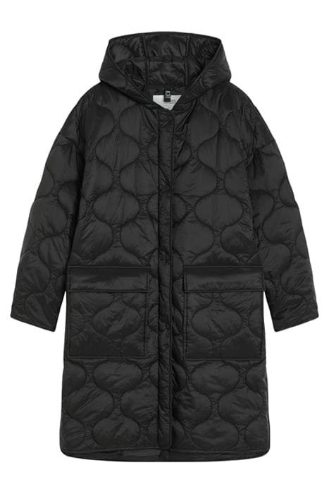 WOMEN QUILTED COAT WITH HOOD BLACK 4