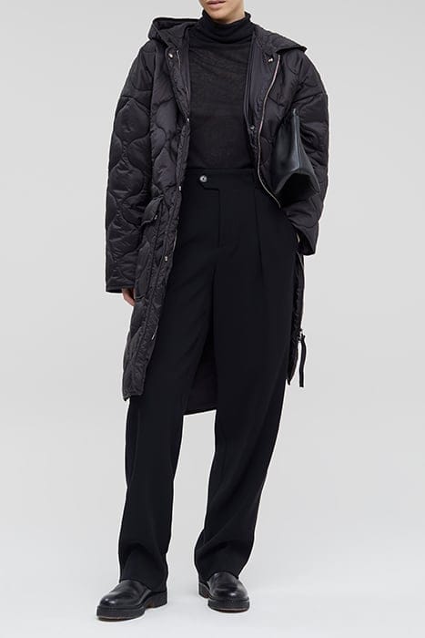 WOMEN QUILTED COAT WITH HOOD BLACK 1