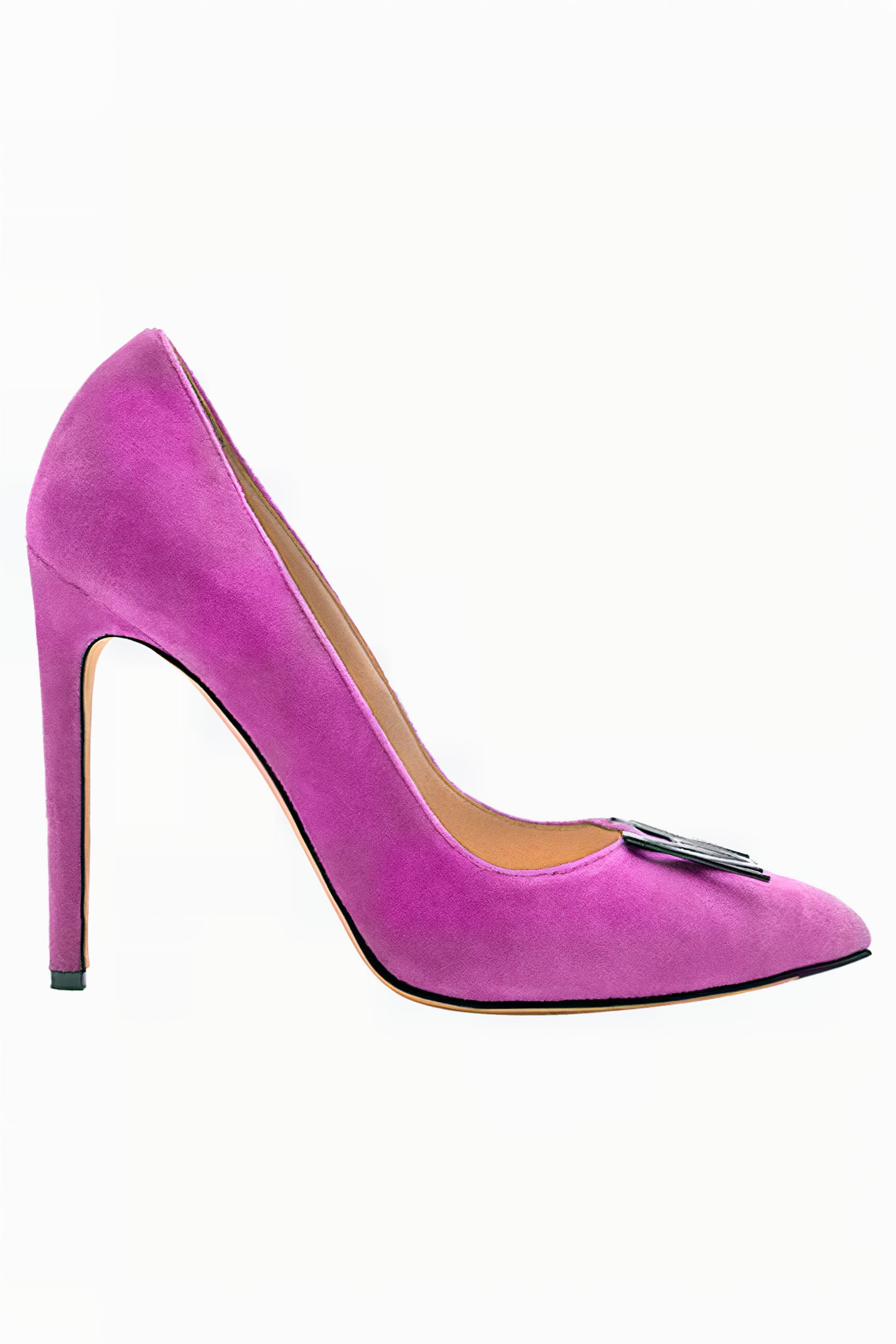 LOGO BUCKLE VELVET PUMPS PINK 1