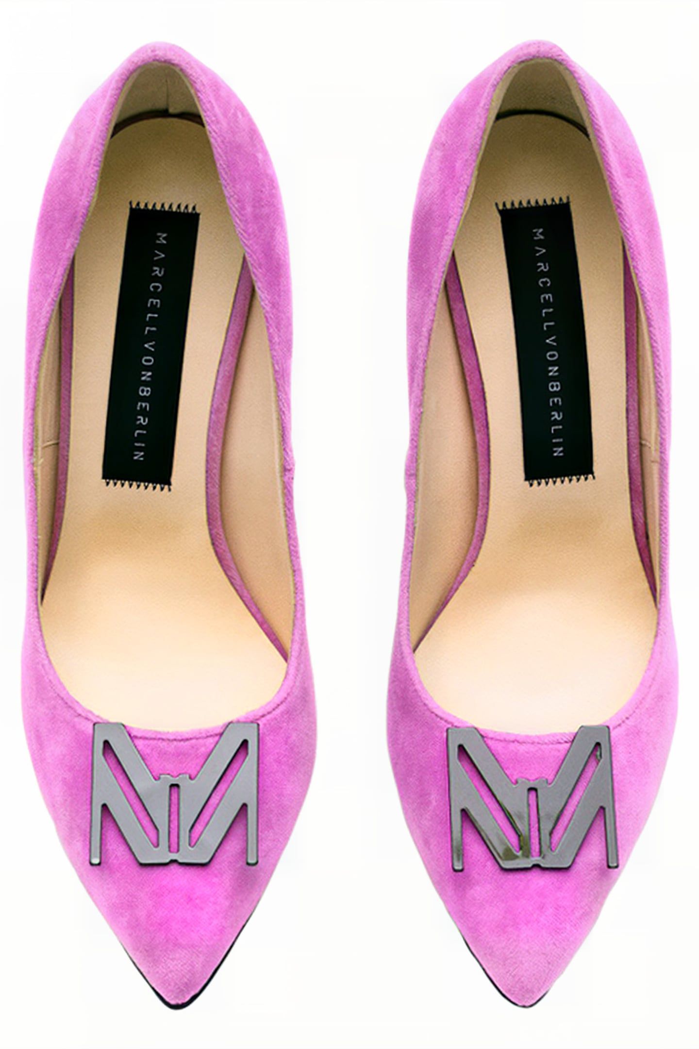 LOGO BUCKLE VELVET PUMPS PINK 3