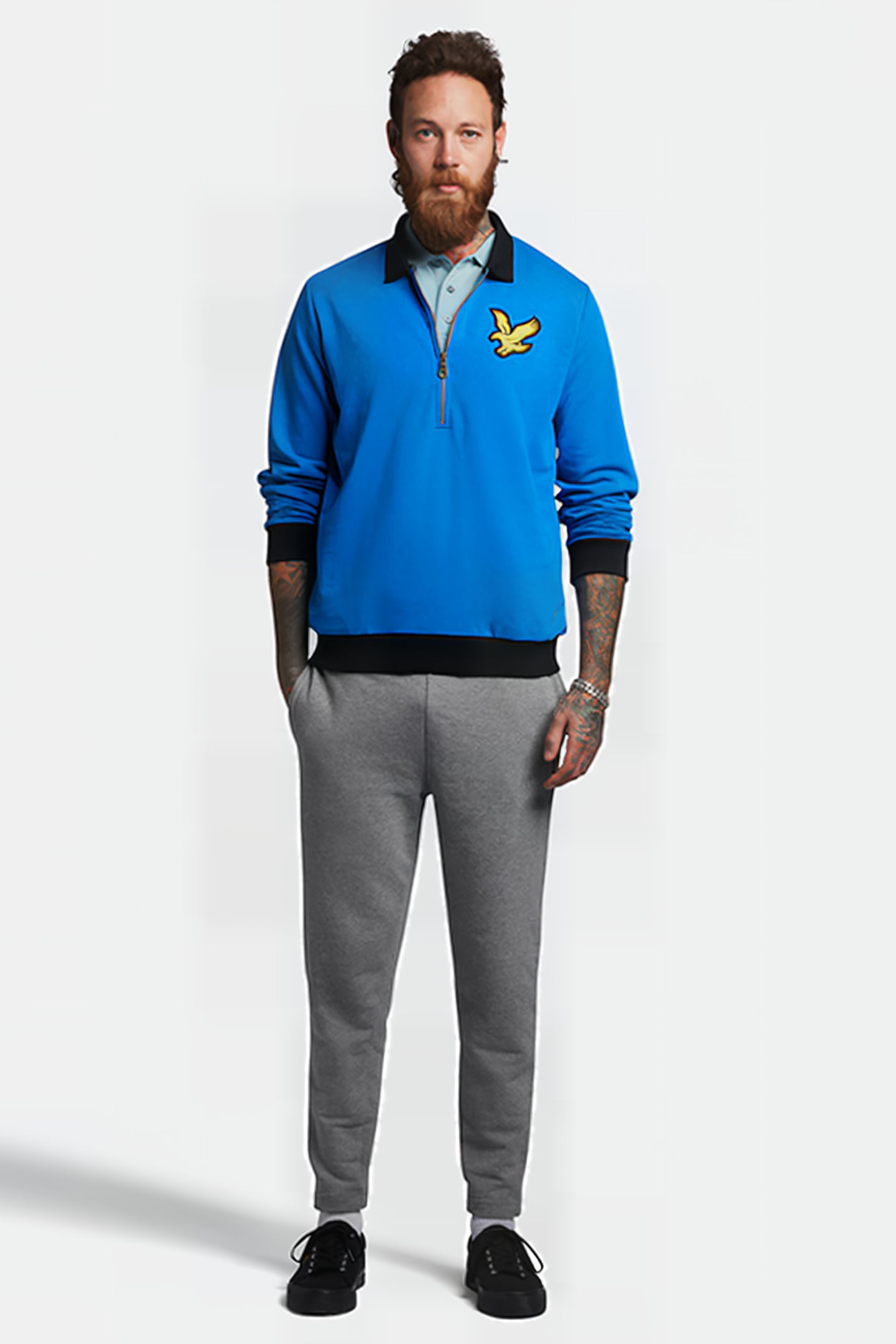 BLOCK MARL 1/2 ZIP TRACK POLO BRIGHT BLUE MARL 3