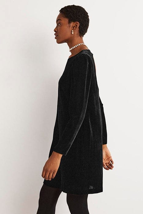BACK DETAIL VELVET MINI DRESS BLK 4