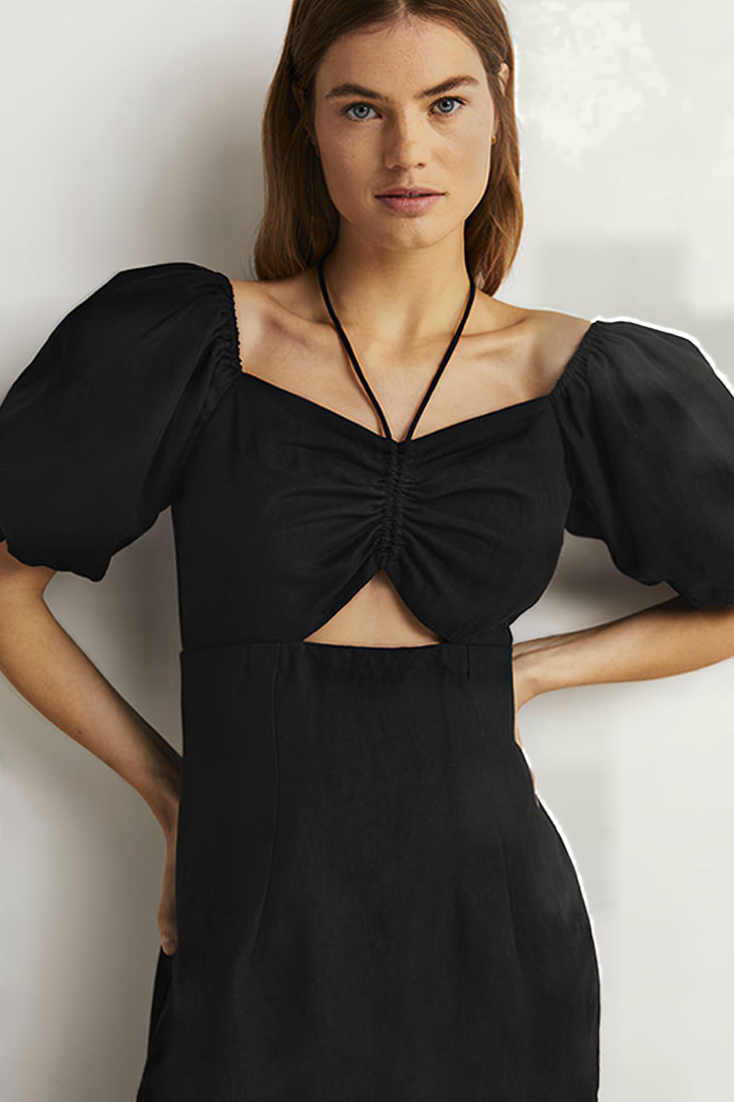 HALTERNECK CUTOUT COLUMN DRESS BLK 4