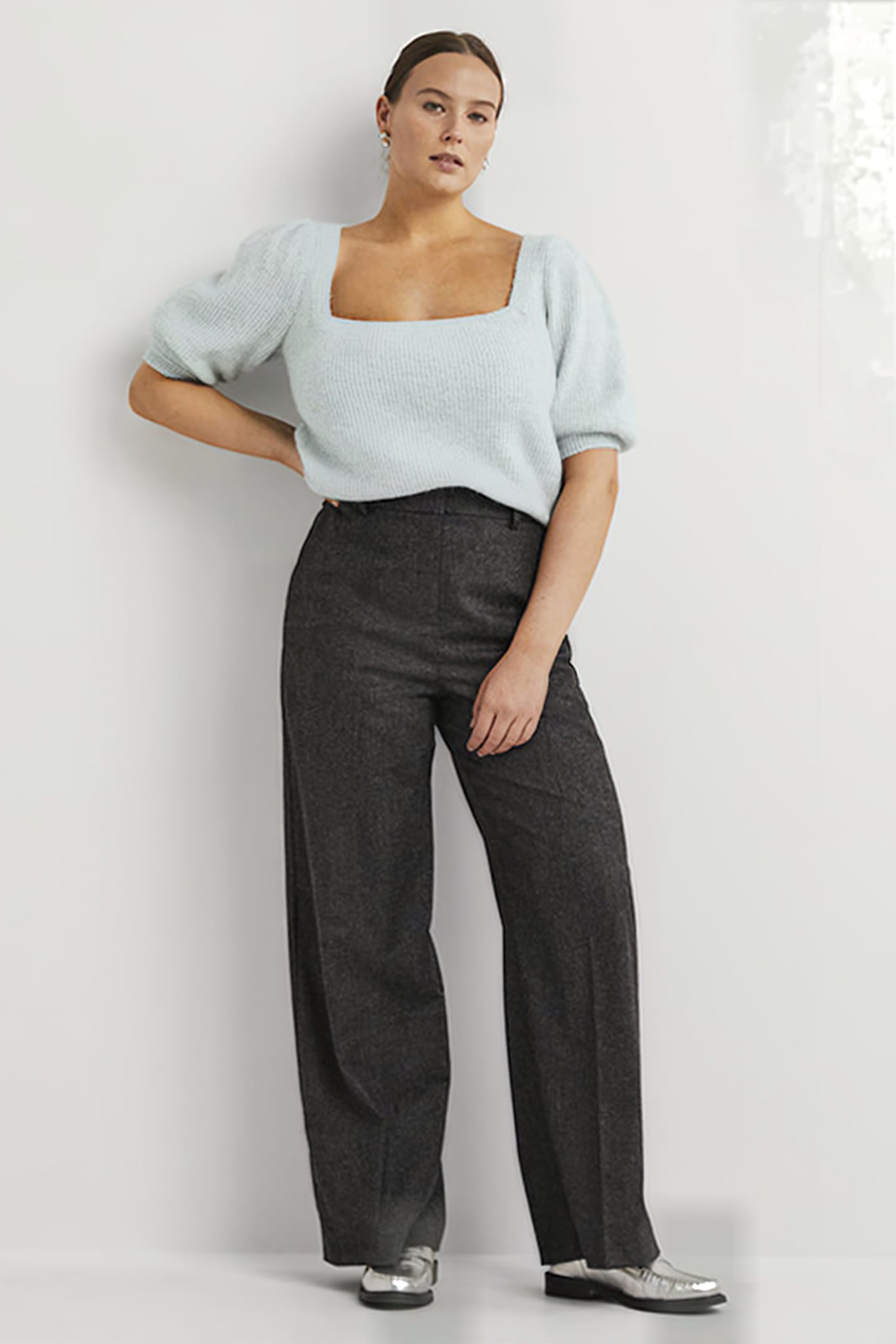 SQUARE NECK FLUFFY JUMPER BLU 3