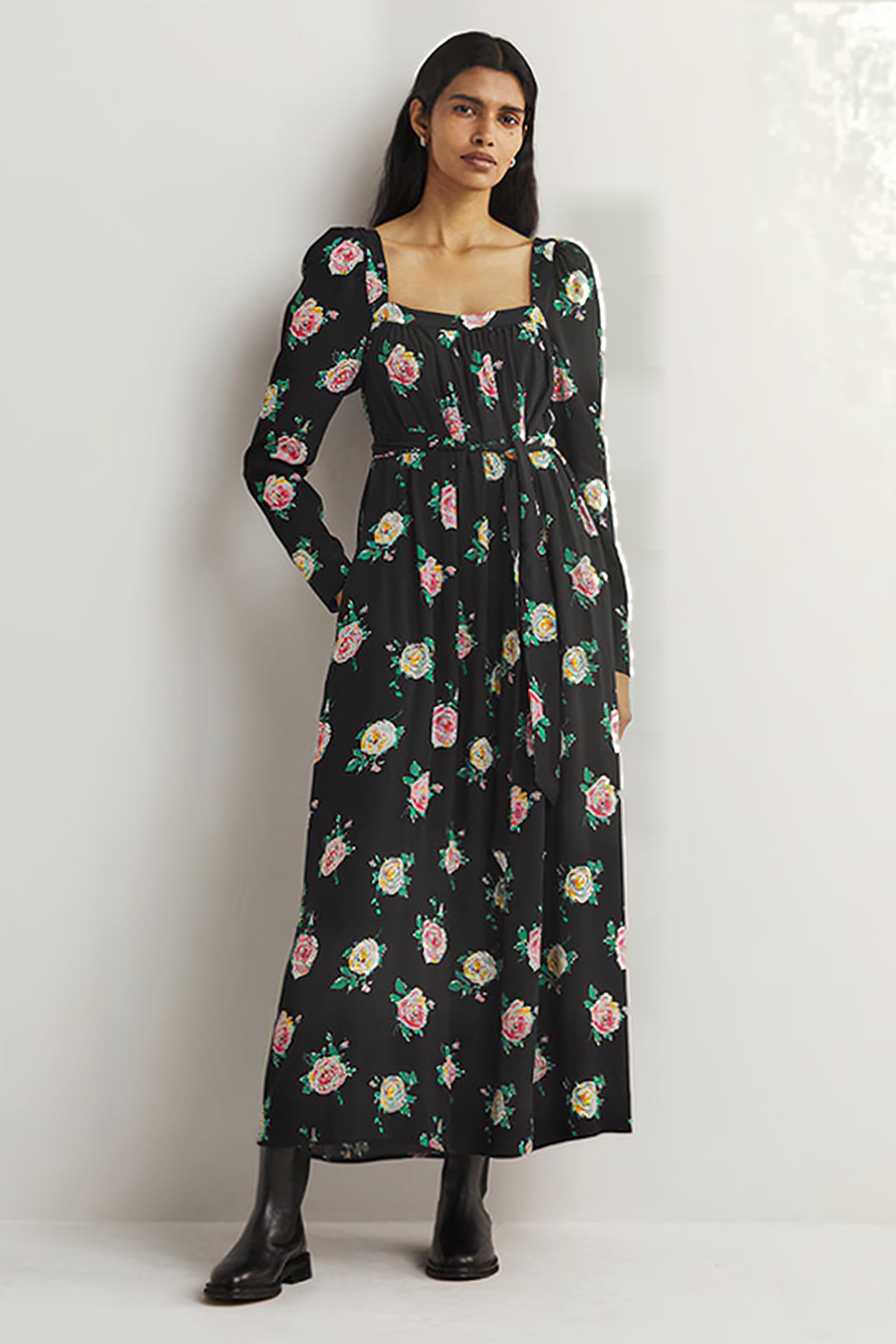 SQUARE NECK MAXI DRESS BLK 1