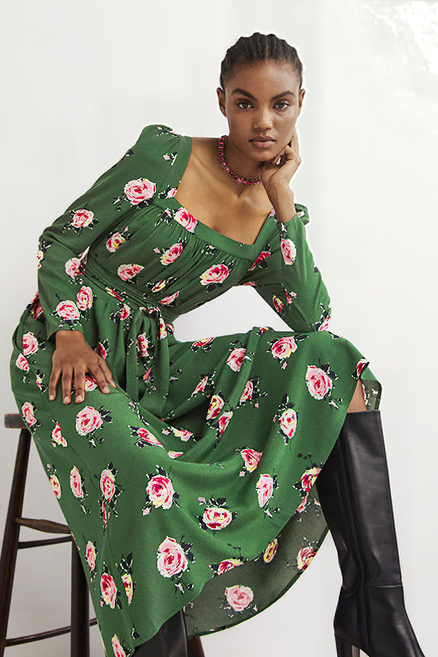 SQUARE NECK MAXI DRESS GRN 4