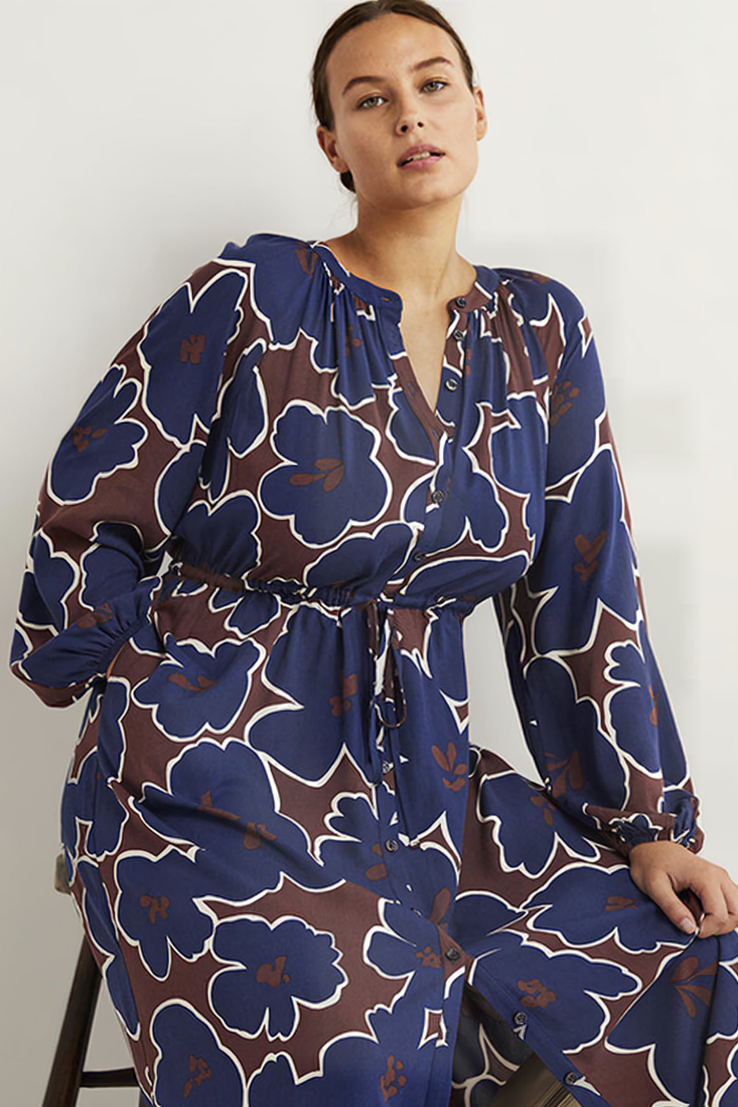 TIE WAIST DETAIL MIDI DRESS NVY 3