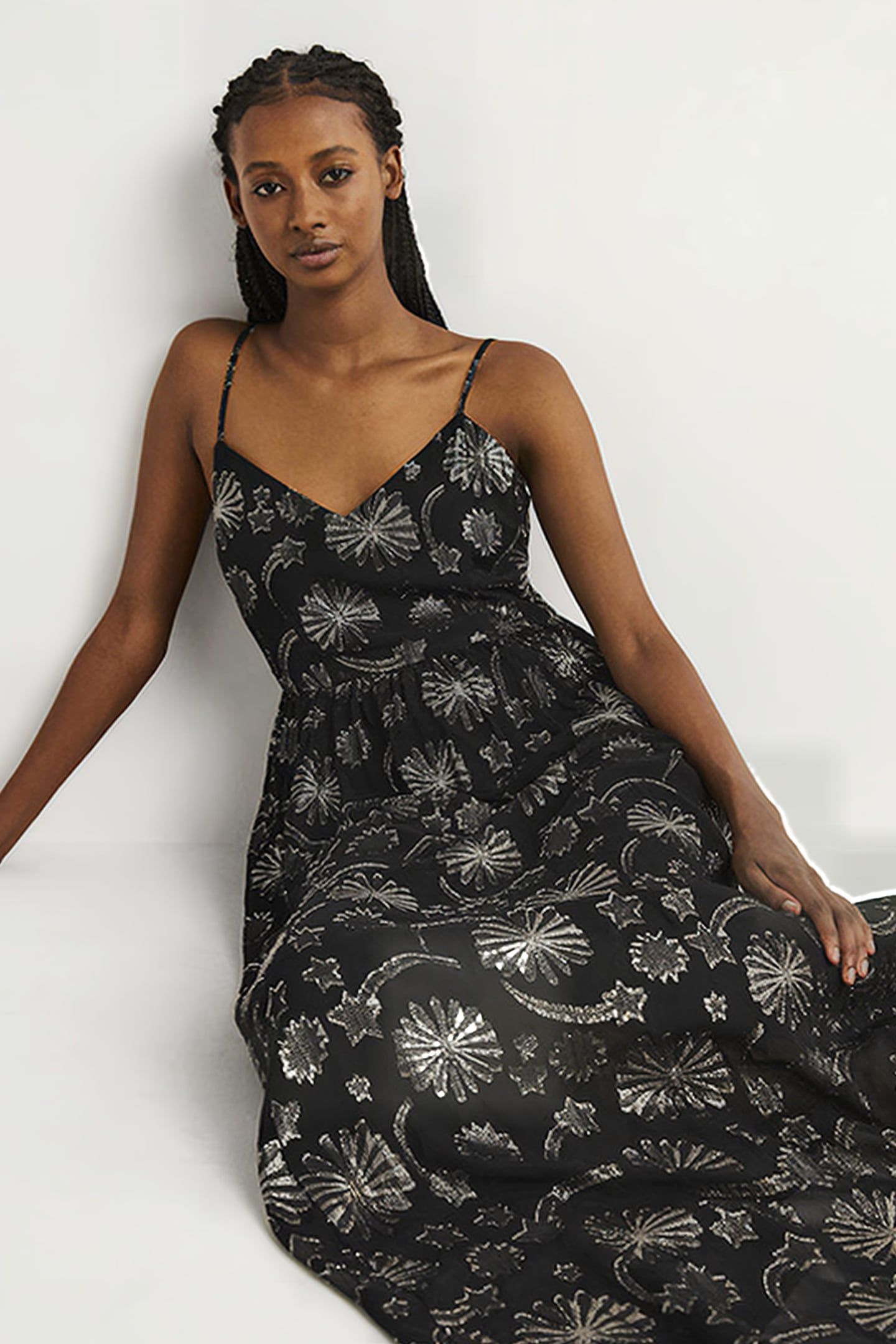 METALLIC JACQUARD MAXI DRESS BLA 3