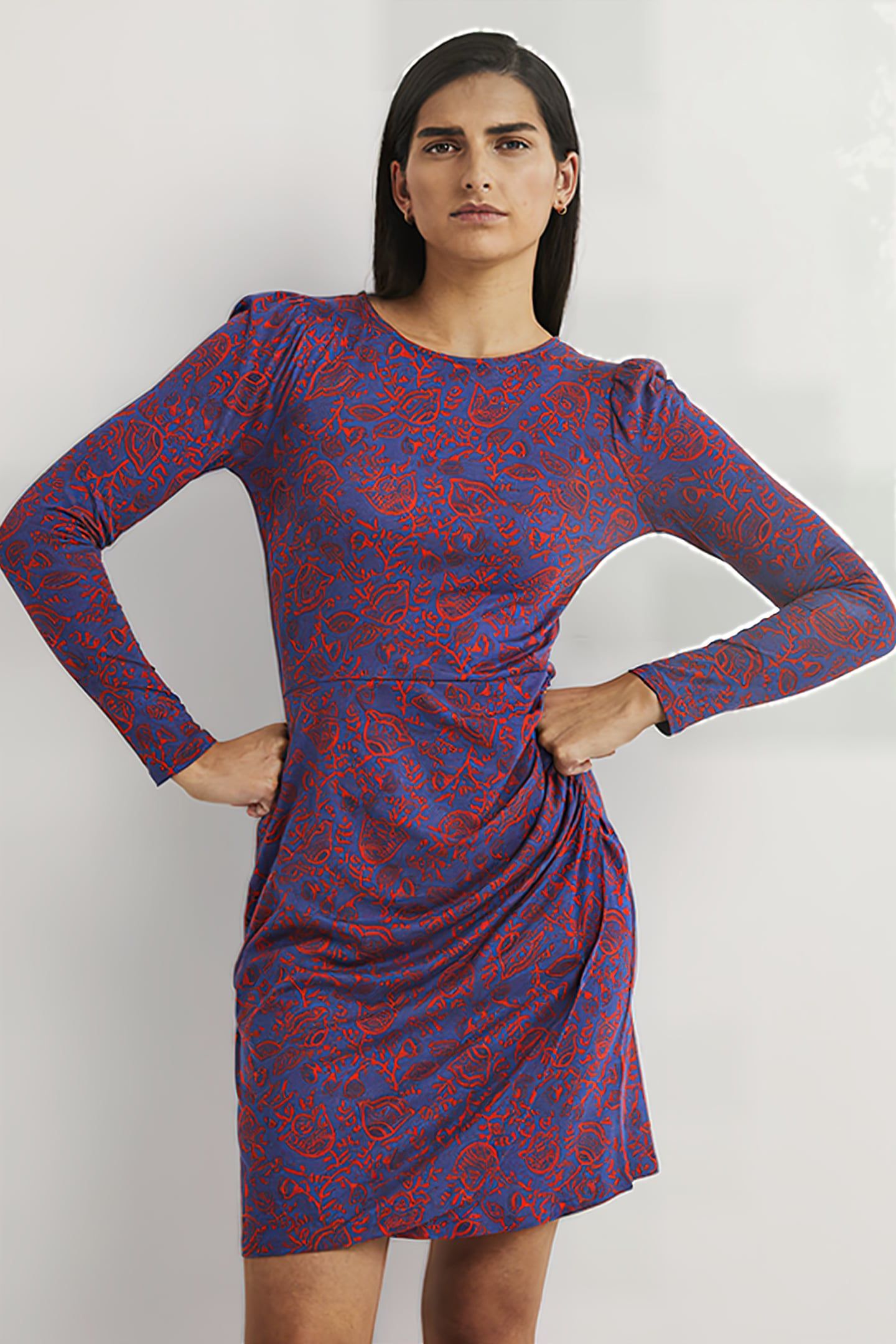 RUCHED JERSEY MINI DRESS BLU 1