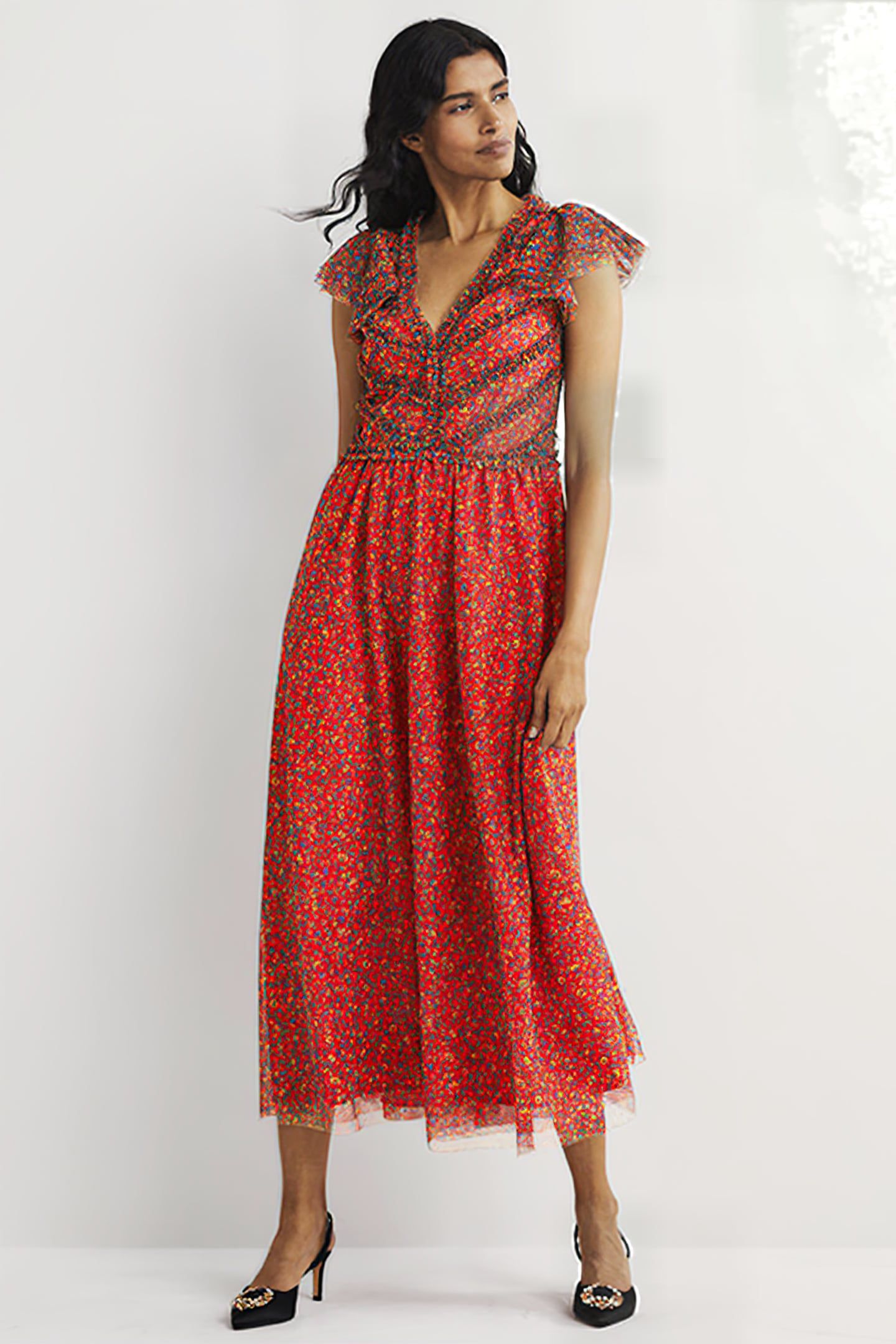 TULLE V-NECK MAXI PARTY DRESS BRD 3