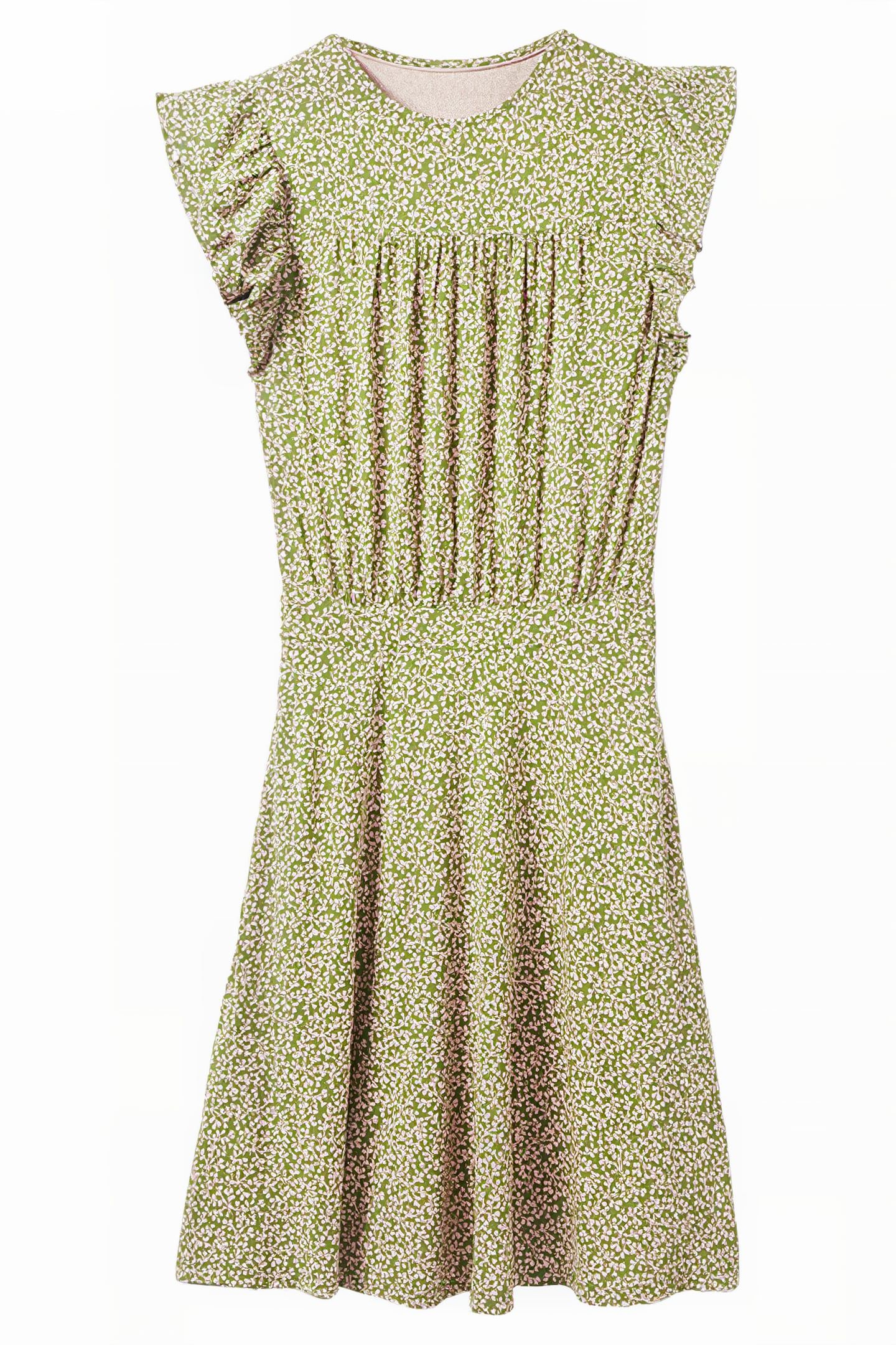 RUFFLE PRINTED MINI DRESS GRN 5