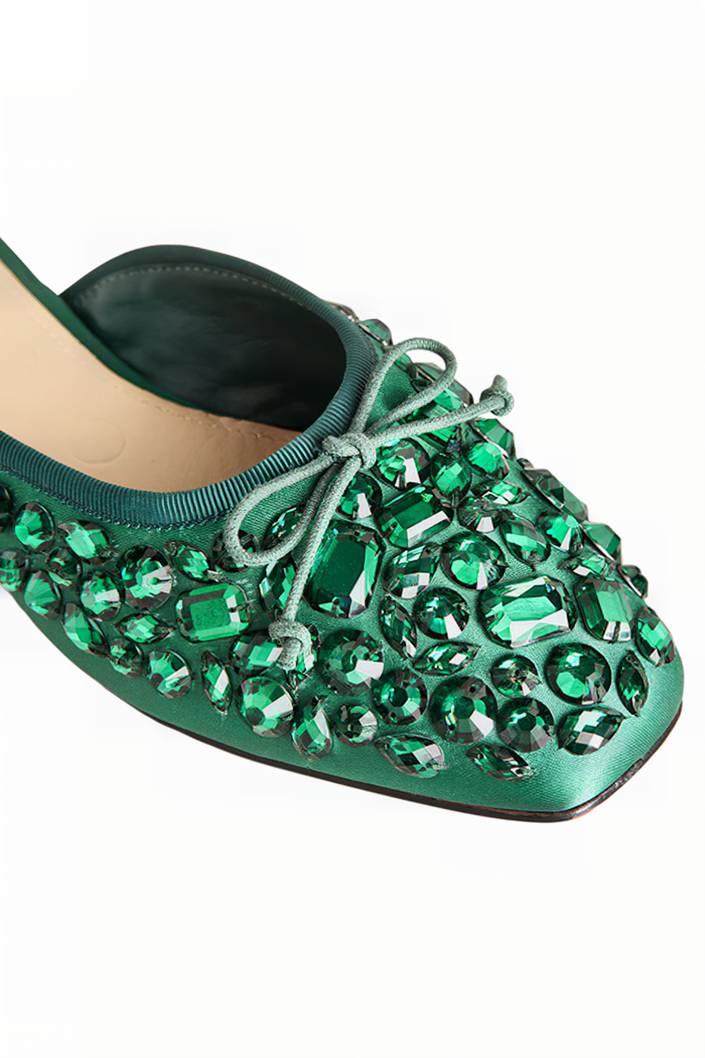 JEWELLED FLAT MULES GRN 4