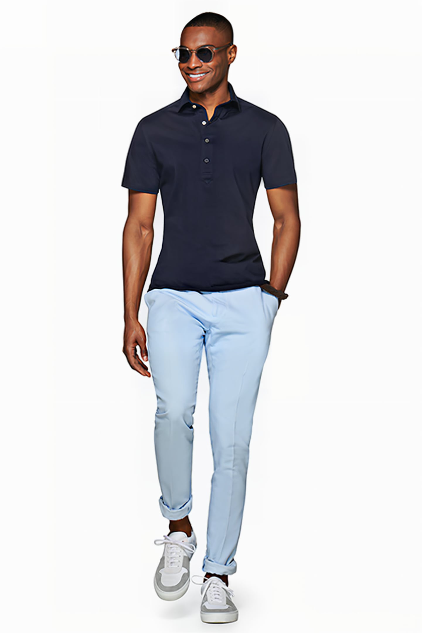 Navy Knitted Short Sleeve Popover 1