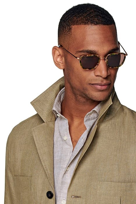 Mid Brown Herringbone Belted Safari Jacket 6