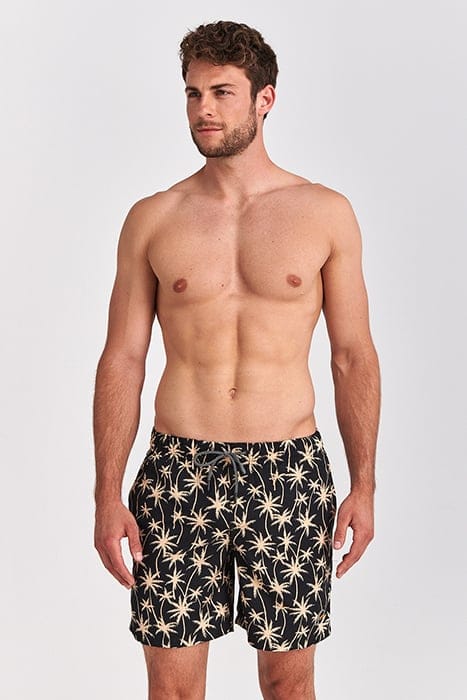 MEN SWIM SHORT VACATION PALMTREES MICRO PEACH BLACK 2