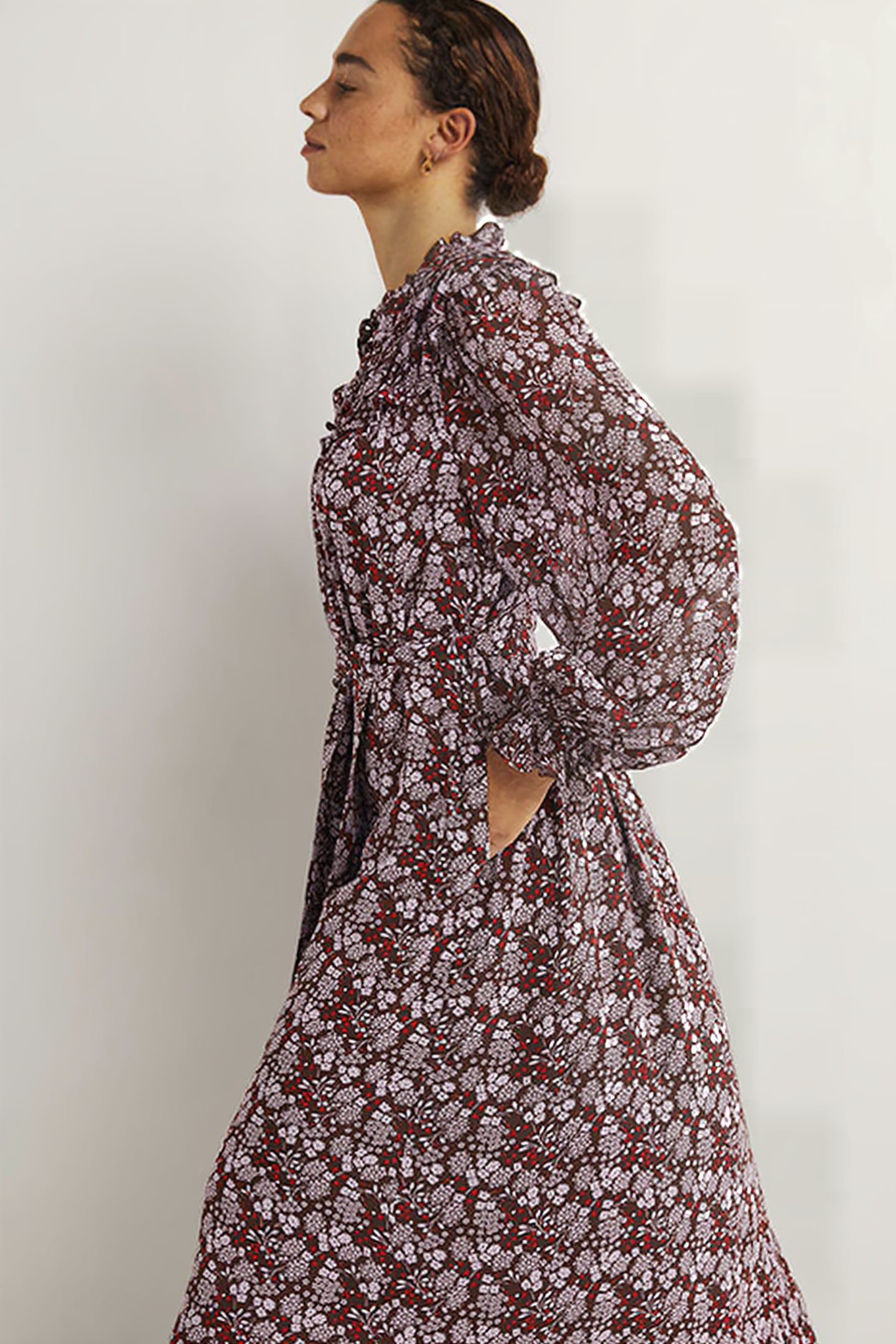 RUFFLE YOKE MIDI SHIRT DRESS PRP 3