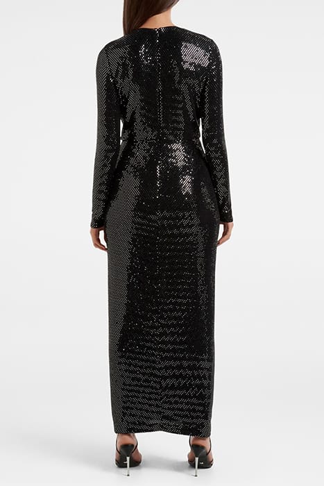 LARISSA METALLIC TWIST MIDI DRESS BLACK AND SILVER SPOT 2
