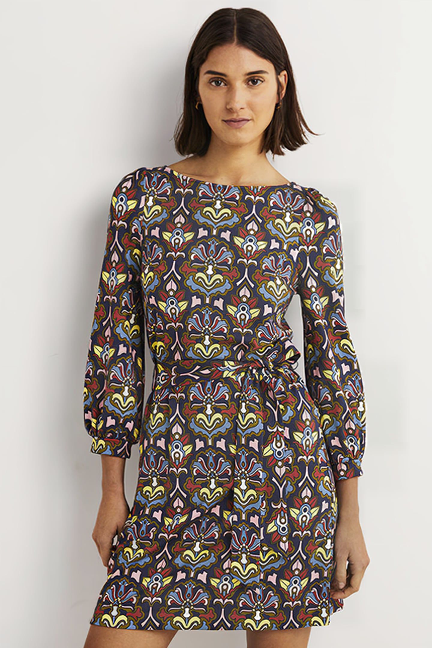 TIE DETAIL JERSEY SHIFT DRESS NSP 1
