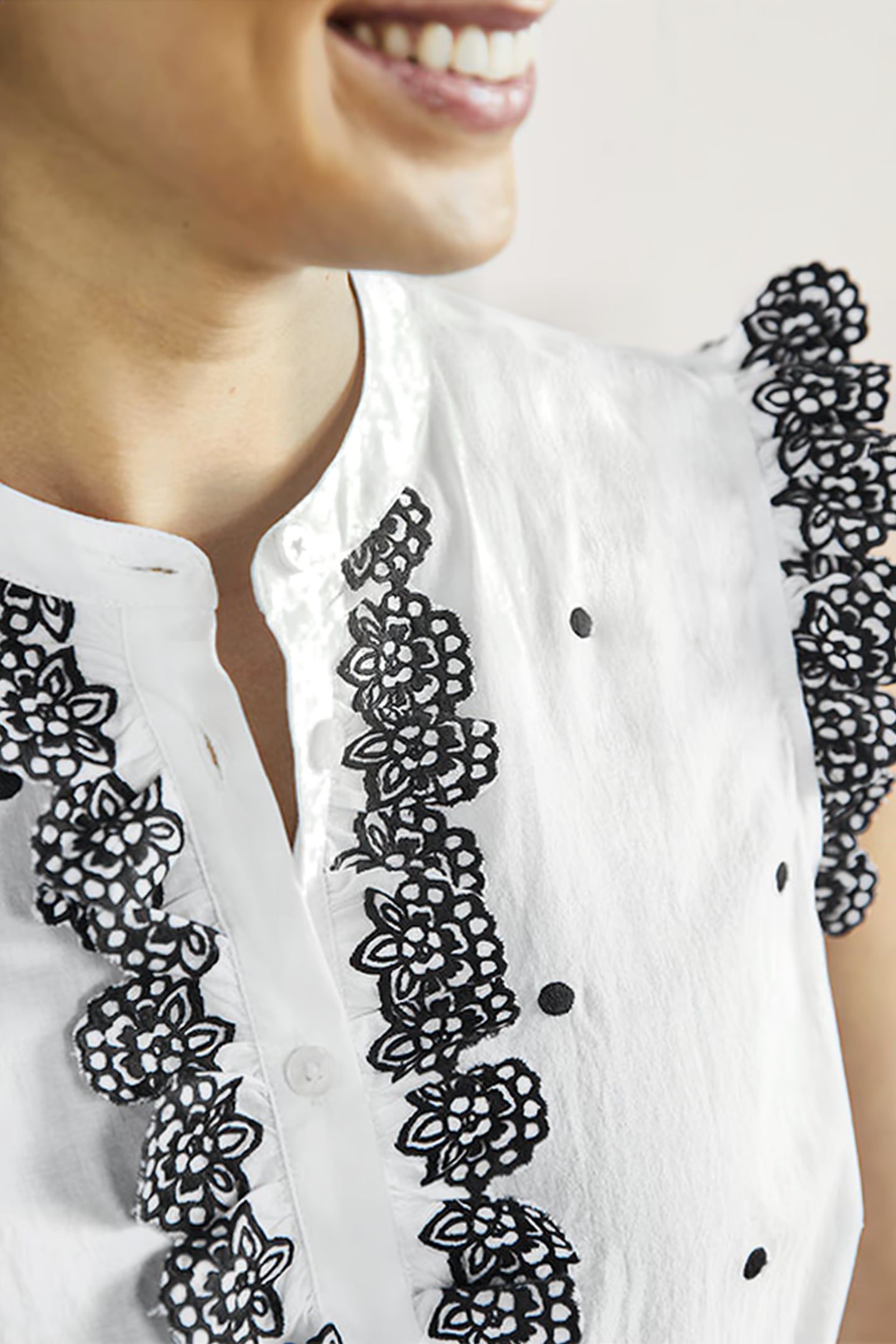 SLEEVELESS EMBROIDERED SHIRT WTH 3