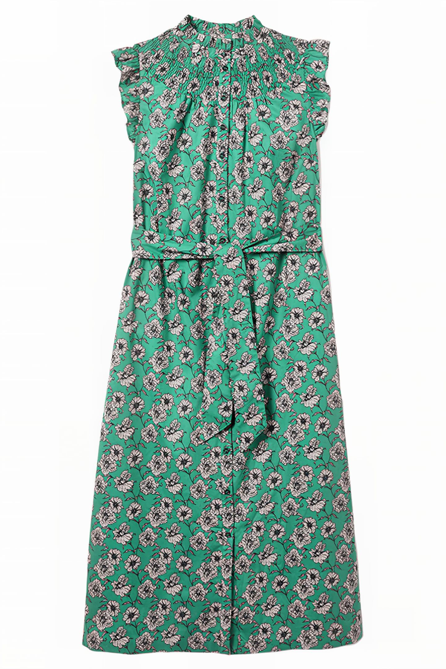 JANE SMOCKED MIDI SHIRT DRESS BLU 6