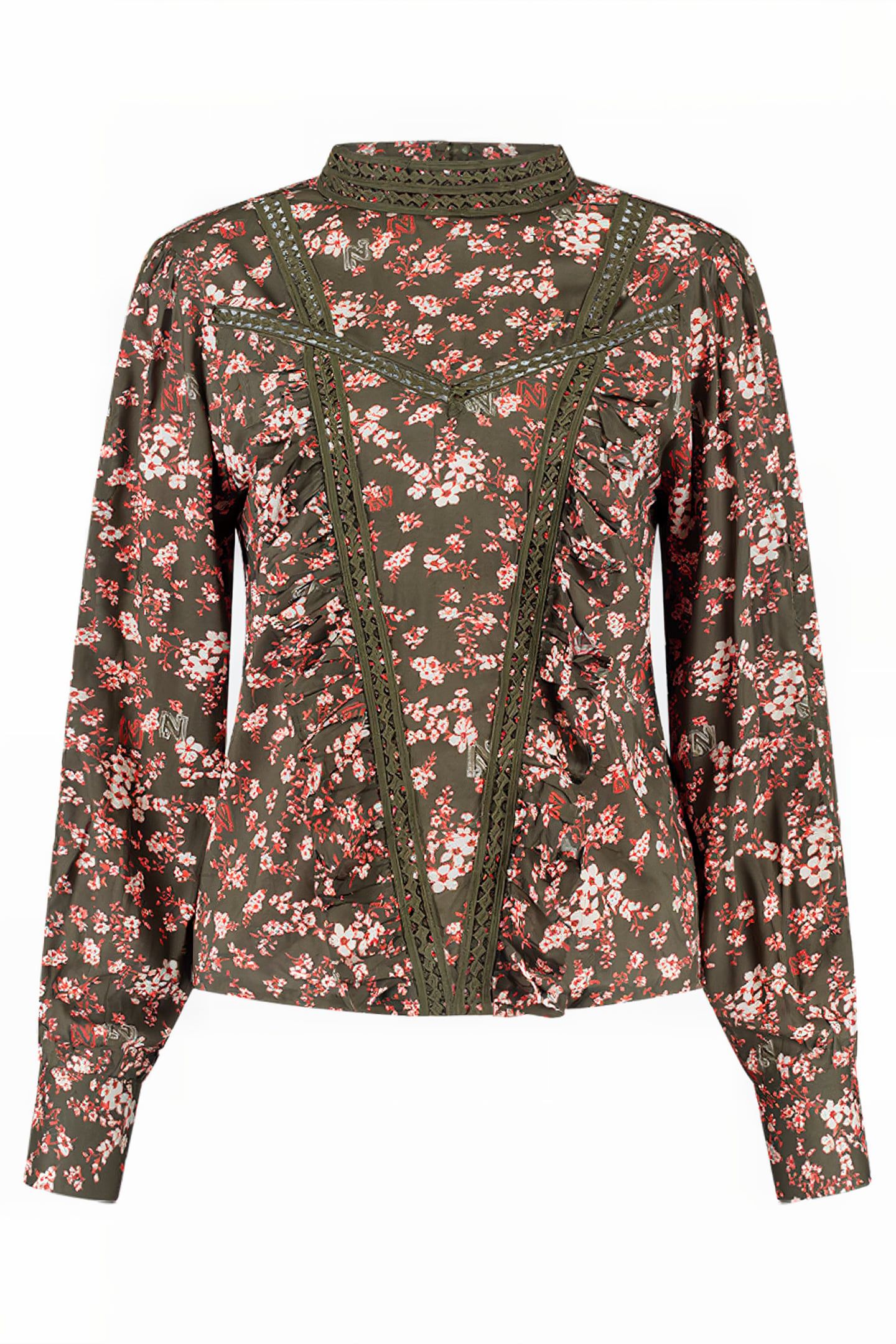 TAPE FLOWER BLOUSE ARMY 1