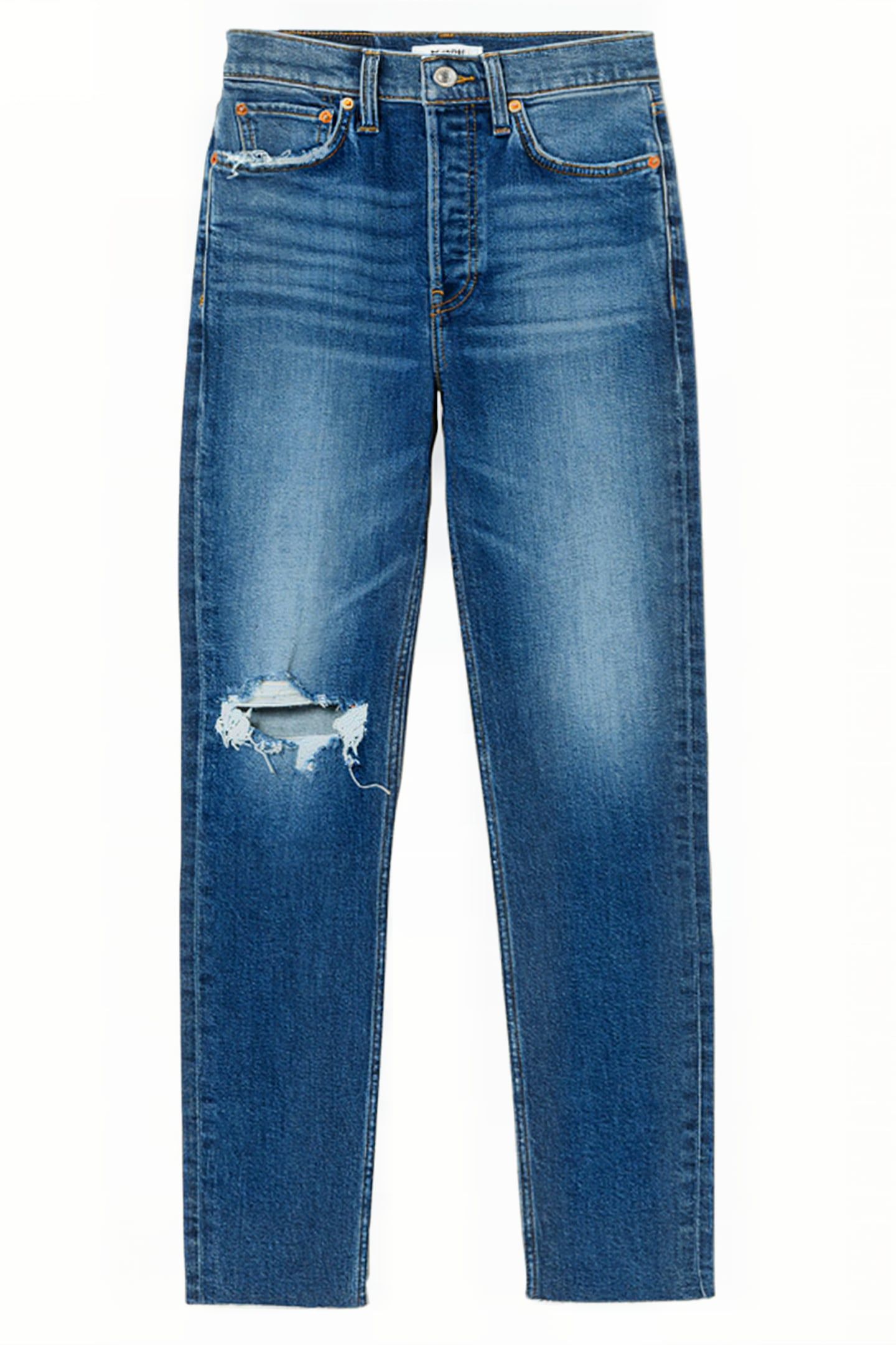90S HIGH RISE ANKLE CROP VINTAGE INDIGO DESTROY 1