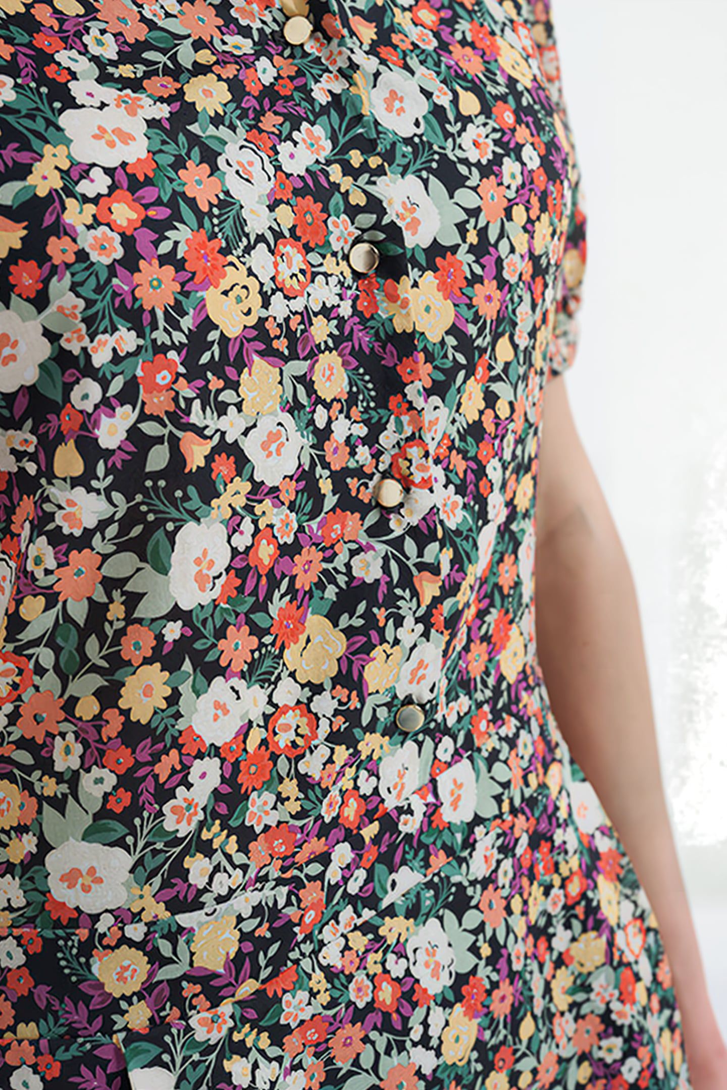 WATER PINK LONG DRESS + MULTICOLOURED FLORAL PRINT 7