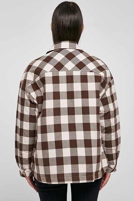 LADIES FLANELL PADDED OVERSHIRT PINK/BROWN 3