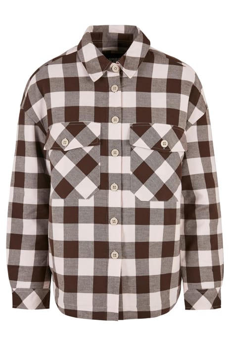 LADIES FLANELL PADDED OVERSHIRT PINK/BROWN 1