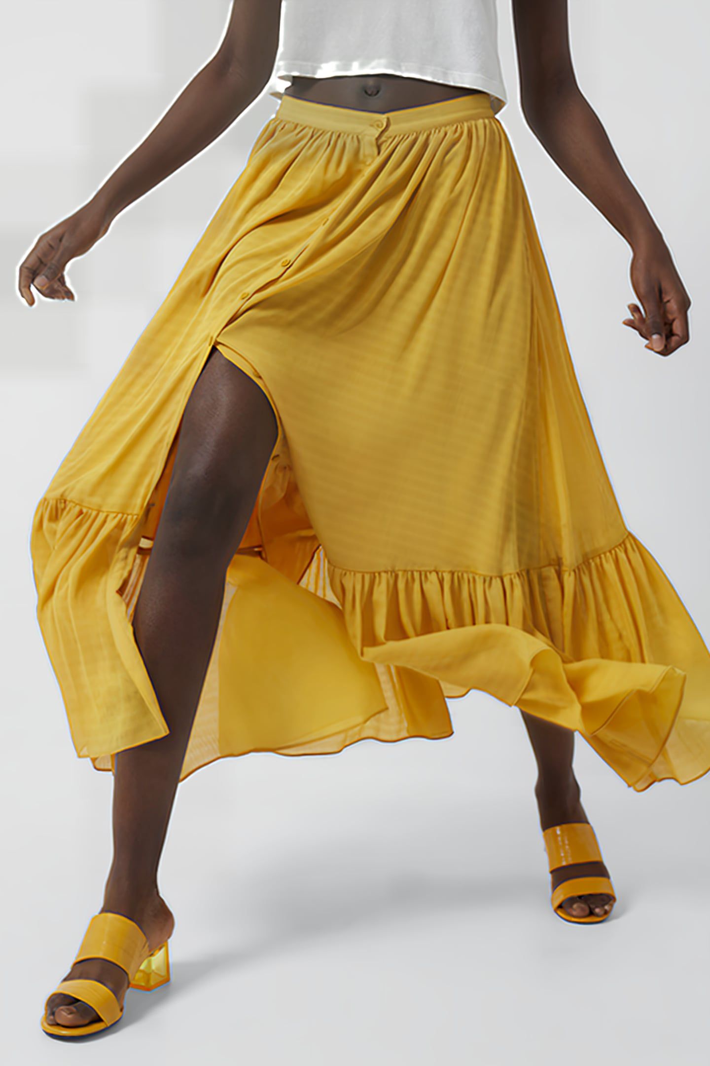 ANITTA CORA DRAP RUF HEM MI SK BRIGHT GOLD 1