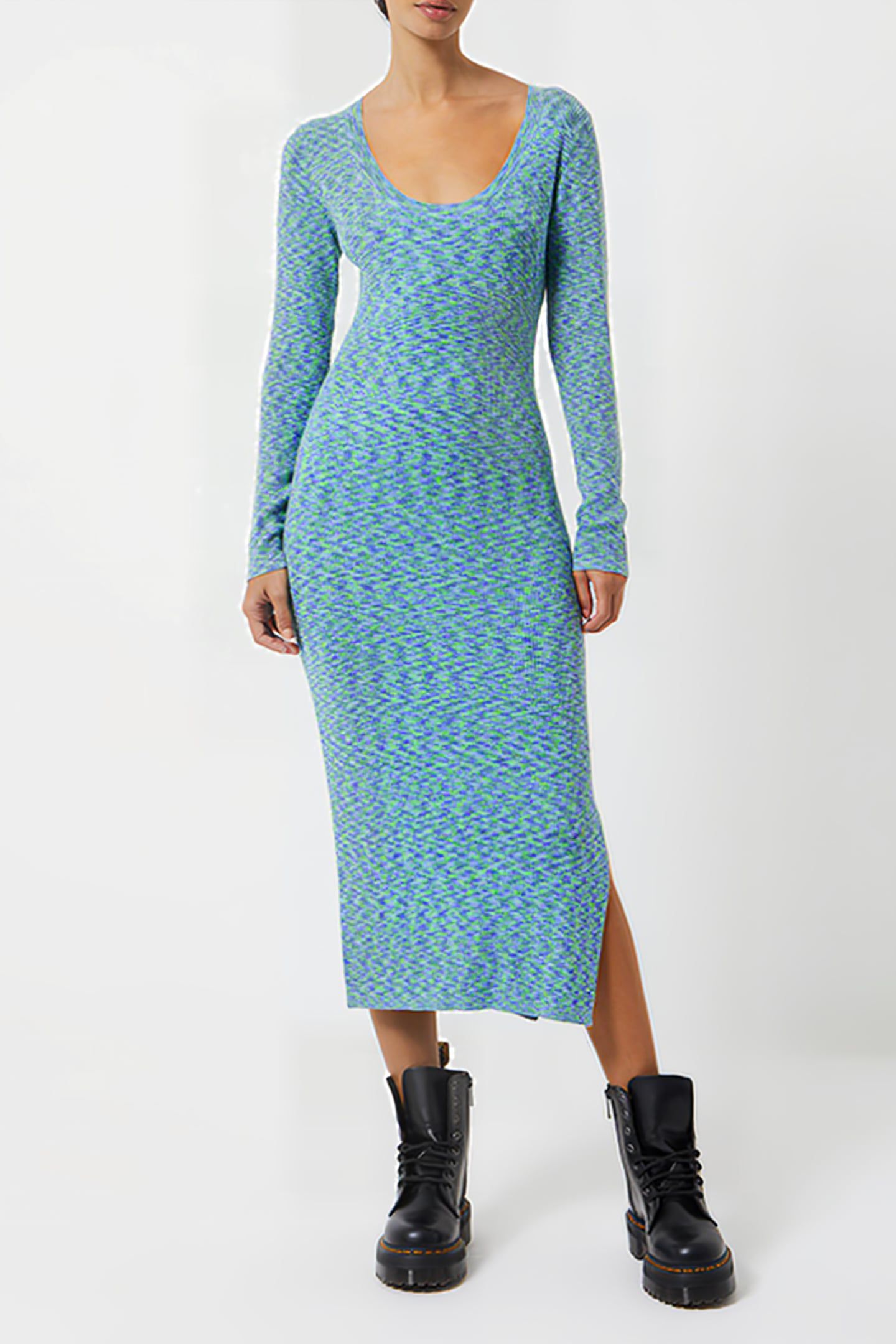 JANNA SPACE DYE MIDI DRESS GREEN FLASH MULTI 1